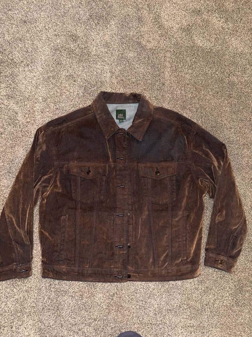 Wild Fable Brown Flocked Denim Trucker Jacket Size Medium